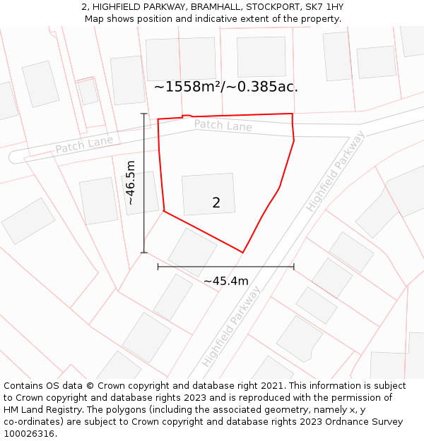 2, HIGHFIELD PARKWAY, BRAMHALL, STOCKPORT, SK7 1HY: Plot and title map