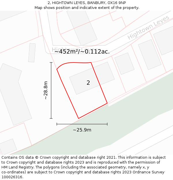 2, HIGHTOWN LEYES, BANBURY, OX16 9NP: Plot and title map