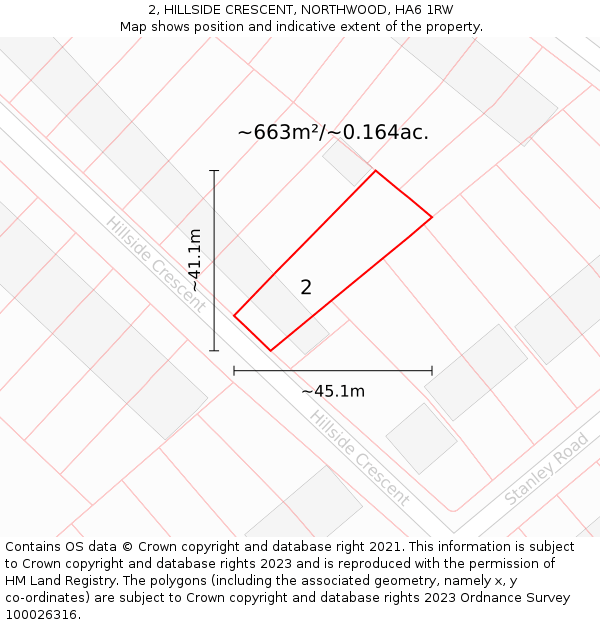 2, HILLSIDE CRESCENT, NORTHWOOD, HA6 1RW: Plot and title map