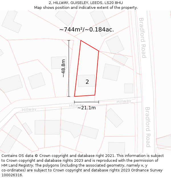 2, HILLWAY, GUISELEY, LEEDS, LS20 8HU: Plot and title map