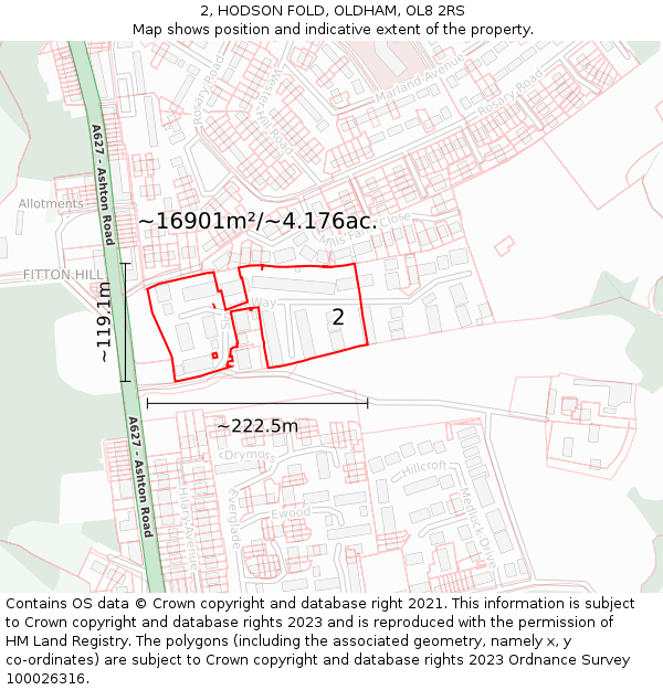 2, HODSON FOLD, OLDHAM, OL8 2RS: Plot and title map