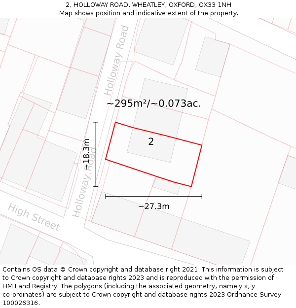 2, HOLLOWAY ROAD, WHEATLEY, OXFORD, OX33 1NH: Plot and title map