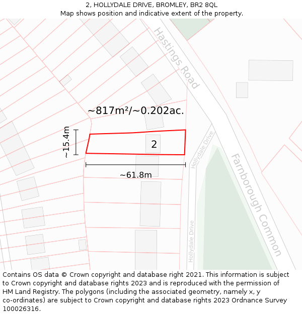2, HOLLYDALE DRIVE, BROMLEY, BR2 8QL: Plot and title map