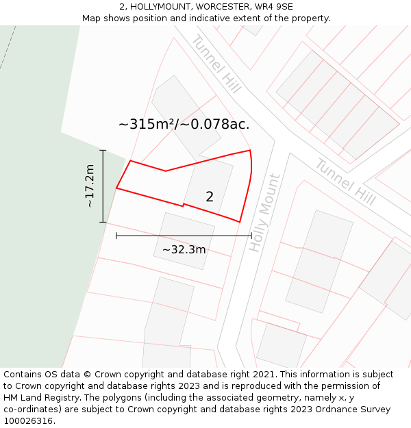 2, HOLLYMOUNT, WORCESTER, WR4 9SE: Plot and title map