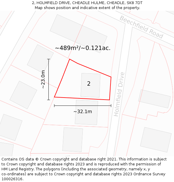 2, HOLMFIELD DRIVE, CHEADLE HULME, CHEADLE, SK8 7DT: Plot and title map