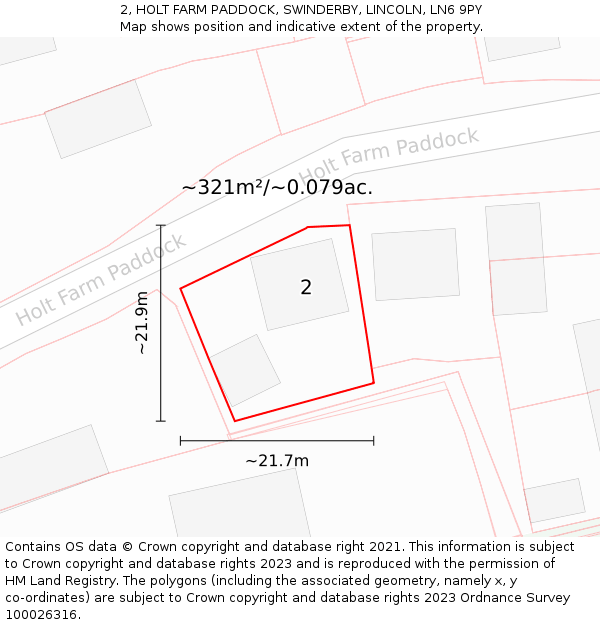 2, HOLT FARM PADDOCK, SWINDERBY, LINCOLN, LN6 9PY: Plot and title map