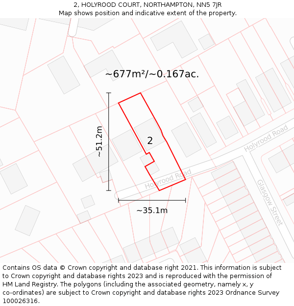 2, HOLYROOD COURT, NORTHAMPTON, NN5 7JR: Plot and title map