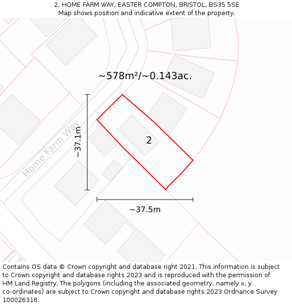 2, HOME FARM WAY, EASTER COMPTON, BRISTOL, BS35 5SE: Plot and title map