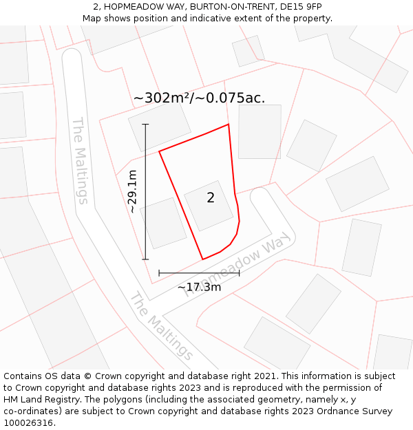 2, HOPMEADOW WAY, BURTON-ON-TRENT, DE15 9FP: Plot and title map