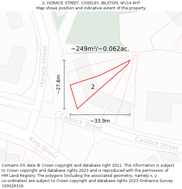 2, HORACE STREET, COSELEY, BILSTON, WV14 9HT: Plot and title map