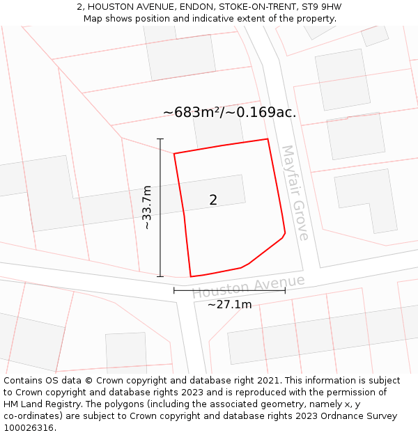 2, HOUSTON AVENUE, ENDON, STOKE-ON-TRENT, ST9 9HW: Plot and title map