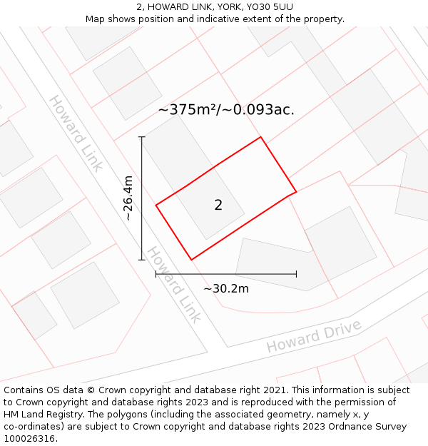 2, HOWARD LINK, YORK, YO30 5UU: Plot and title map