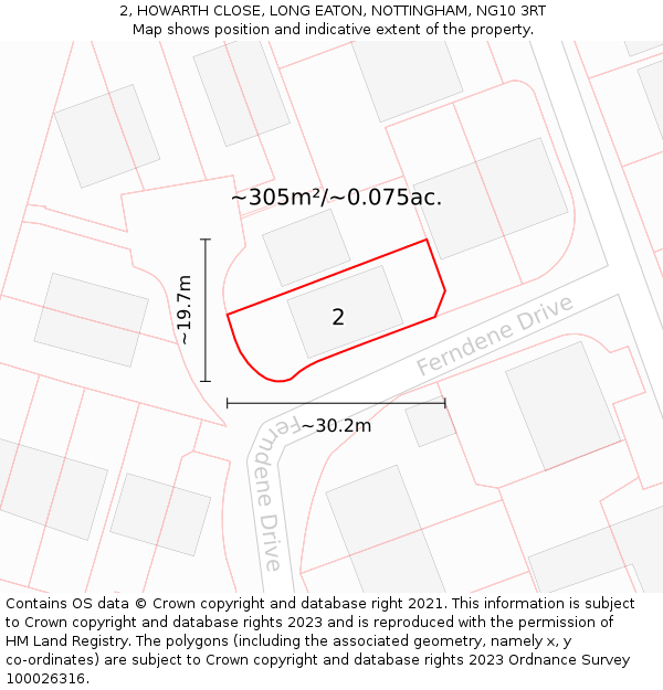 2, HOWARTH CLOSE, LONG EATON, NOTTINGHAM, NG10 3RT: Plot and title map