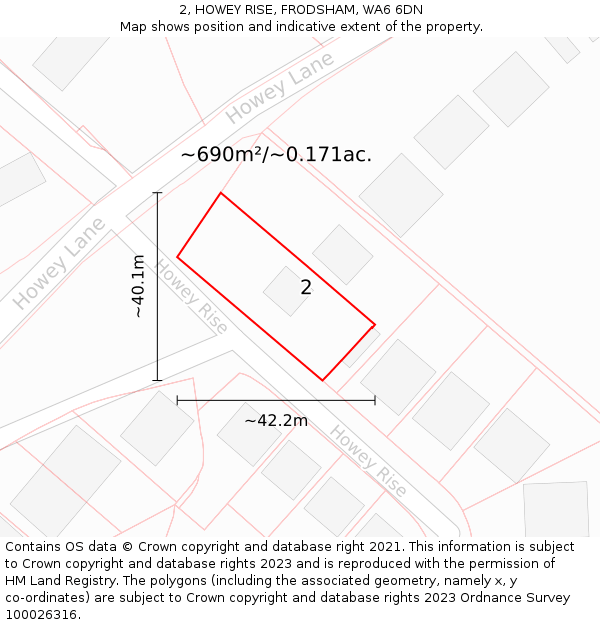 2, HOWEY RISE, FRODSHAM, WA6 6DN: Plot and title map