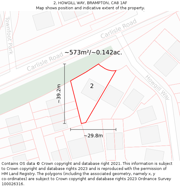 2, HOWGILL WAY, BRAMPTON, CA8 1AF: Plot and title map