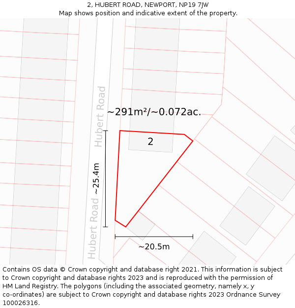 2, HUBERT ROAD, NEWPORT, NP19 7JW: Plot and title map