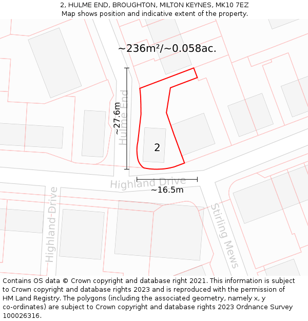 2, HULME END, BROUGHTON, MILTON KEYNES, MK10 7EZ: Plot and title map