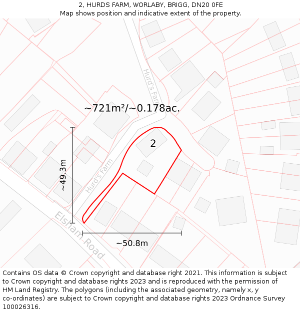 2, HURDS FARM, WORLABY, BRIGG, DN20 0FE: Plot and title map