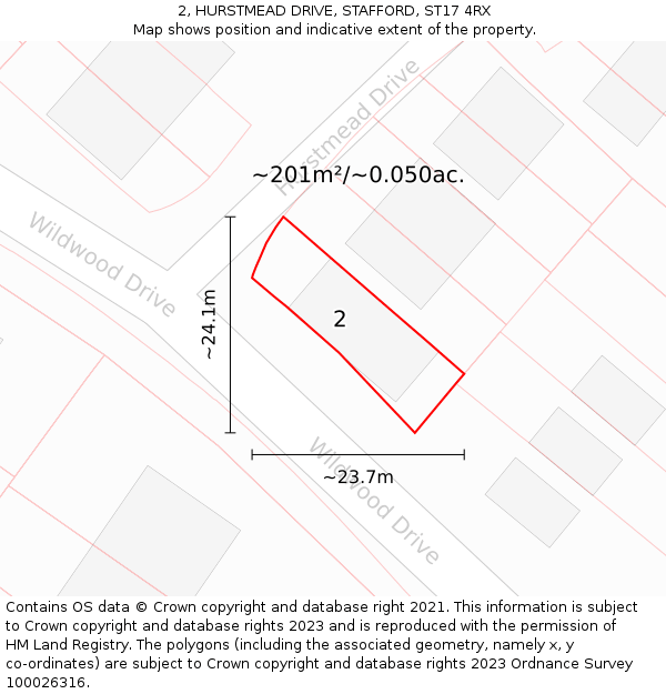 2, HURSTMEAD DRIVE, STAFFORD, ST17 4RX: Plot and title map