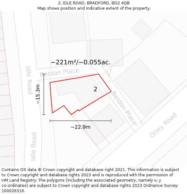 2, IDLE ROAD, BRADFORD, BD2 4QB: Plot and title map