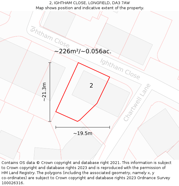 2, IGHTHAM CLOSE, LONGFIELD, DA3 7AW: Plot and title map