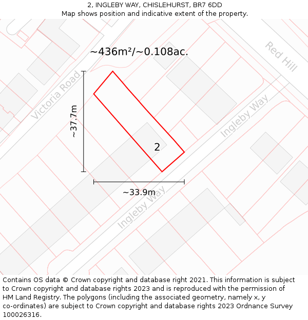 2, INGLEBY WAY, CHISLEHURST, BR7 6DD: Plot and title map