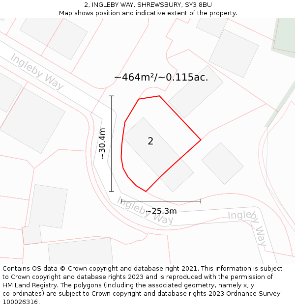2, INGLEBY WAY, SHREWSBURY, SY3 8BU: Plot and title map