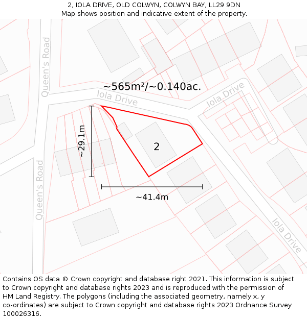 2, IOLA DRIVE, OLD COLWYN, COLWYN BAY, LL29 9DN: Plot and title map