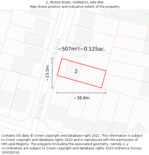 2, IRVING ROAD, NORWICH, NR4 6RA: Plot and title map