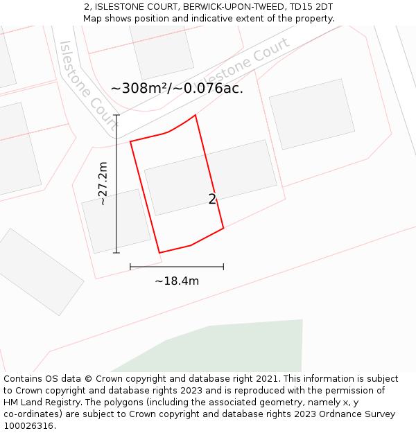 2, ISLESTONE COURT, BERWICK-UPON-TWEED, TD15 2DT: Plot and title map