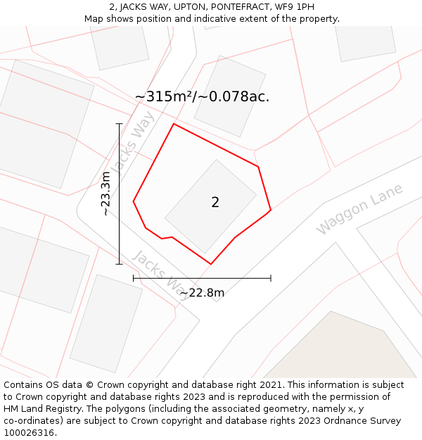 2, JACKS WAY, UPTON, PONTEFRACT, WF9 1PH: Plot and title map