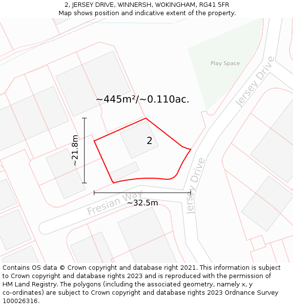 2, JERSEY DRIVE, WINNERSH, WOKINGHAM, RG41 5FR: Plot and title map