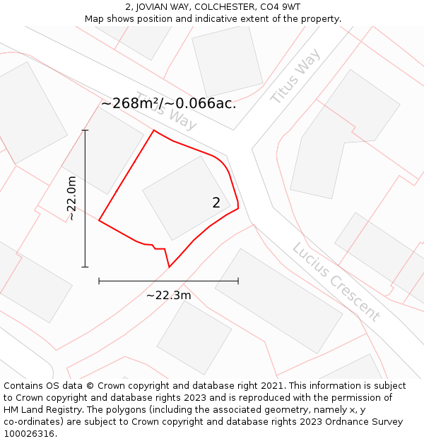 2, JOVIAN WAY, COLCHESTER, CO4 9WT: Plot and title map