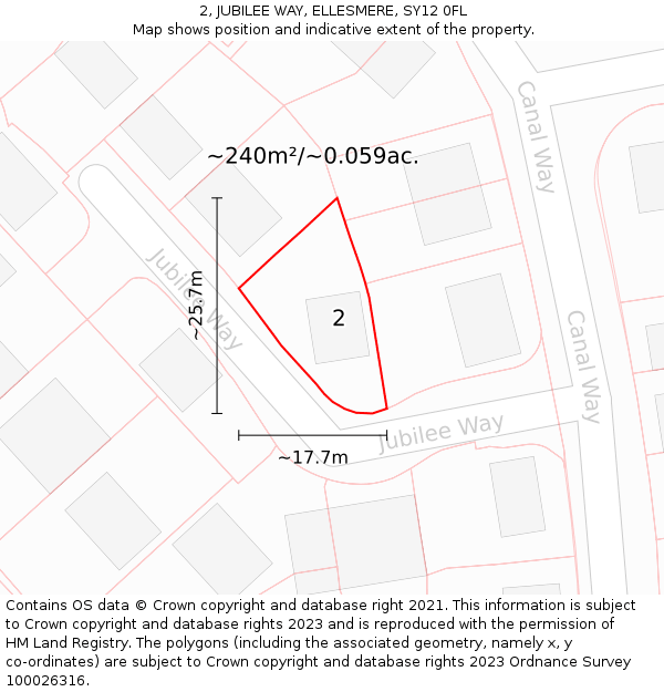 2, JUBILEE WAY, ELLESMERE, SY12 0FL: Plot and title map