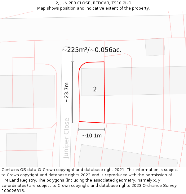 2, JUNIPER CLOSE, REDCAR, TS10 2UD: Plot and title map