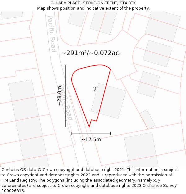 2, KARA PLACE, STOKE-ON-TRENT, ST4 8TX: Plot and title map