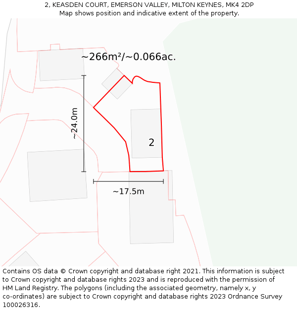 2, KEASDEN COURT, EMERSON VALLEY, MILTON KEYNES, MK4 2DP: Plot and title map