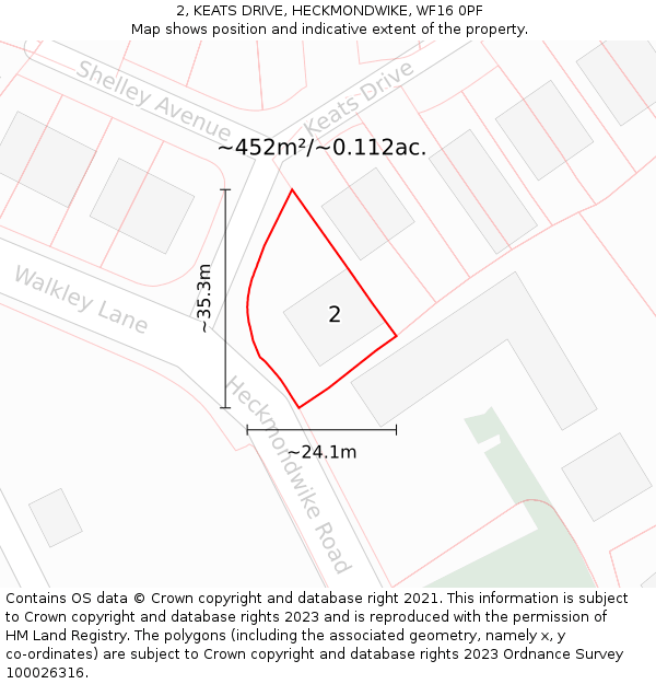 2, KEATS DRIVE, HECKMONDWIKE, WF16 0PF: Plot and title map