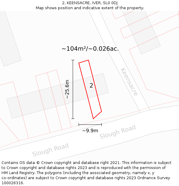 2, KEENSACRE, IVER, SL0 0DJ: Plot and title map