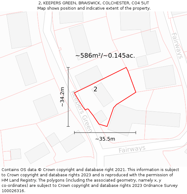 2, KEEPERS GREEN, BRAISWICK, COLCHESTER, CO4 5UT: Plot and title map