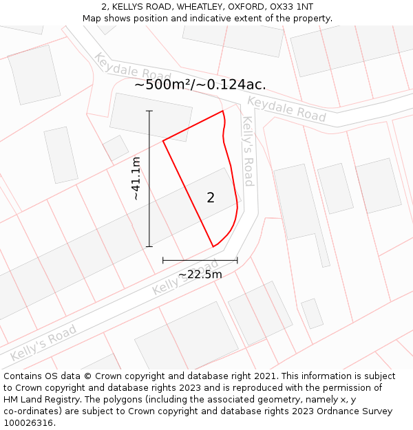 2, KELLYS ROAD, WHEATLEY, OXFORD, OX33 1NT: Plot and title map