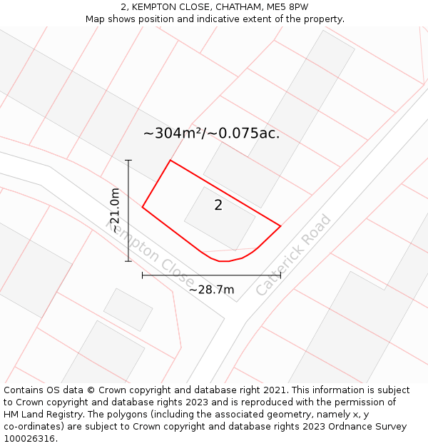 2, KEMPTON CLOSE, CHATHAM, ME5 8PW: Plot and title map