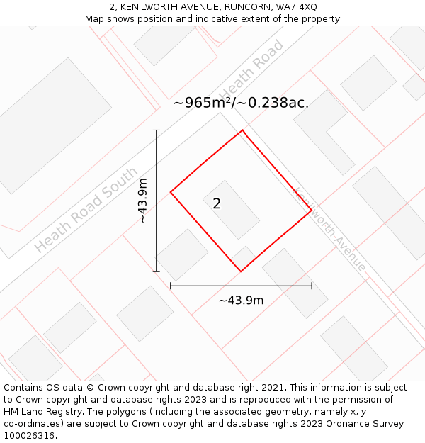 2, KENILWORTH AVENUE, RUNCORN, WA7 4XQ: Plot and title map