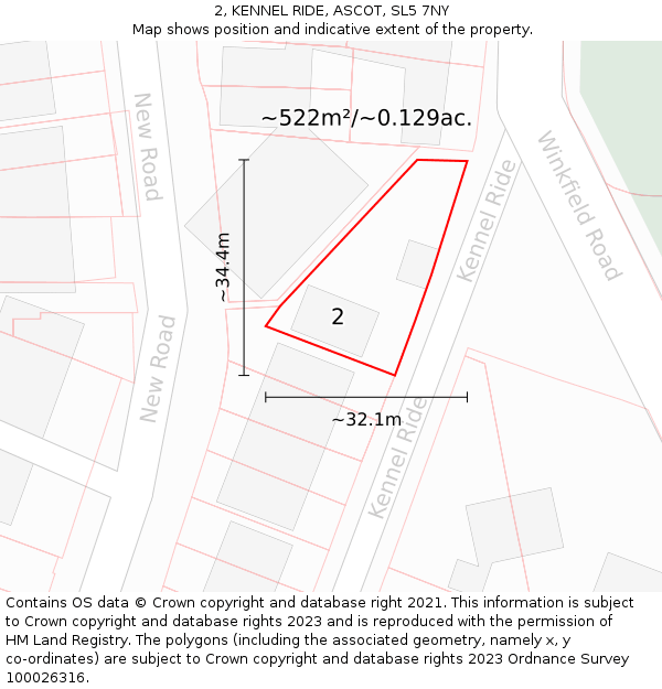 2, KENNEL RIDE, ASCOT, SL5 7NY: Plot and title map