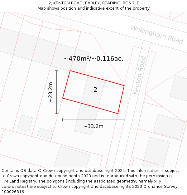 2, KENTON ROAD, EARLEY, READING, RG6 7LE: Plot and title map