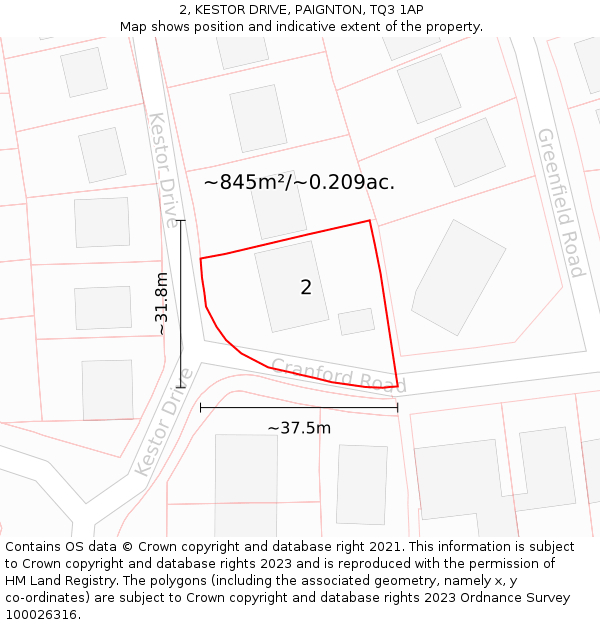 2, KESTOR DRIVE, PAIGNTON, TQ3 1AP: Plot and title map
