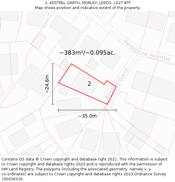 2, KESTREL GARTH, MORLEY, LEEDS, LS27 8TF: Plot and title map