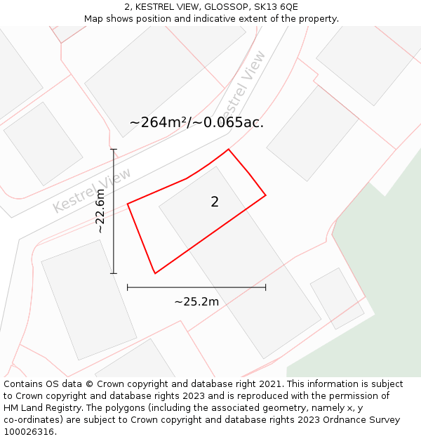 2, KESTREL VIEW, GLOSSOP, SK13 6QE: Plot and title map