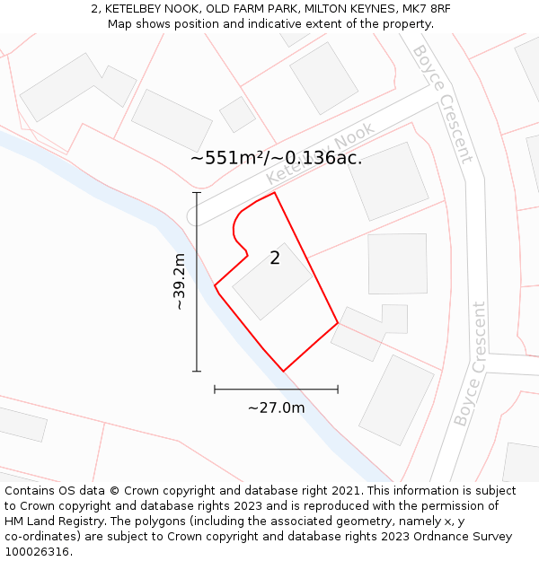 2, KETELBEY NOOK, OLD FARM PARK, MILTON KEYNES, MK7 8RF: Plot and title map