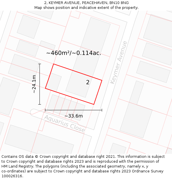 2, KEYMER AVENUE, PEACEHAVEN, BN10 8NG: Plot and title map